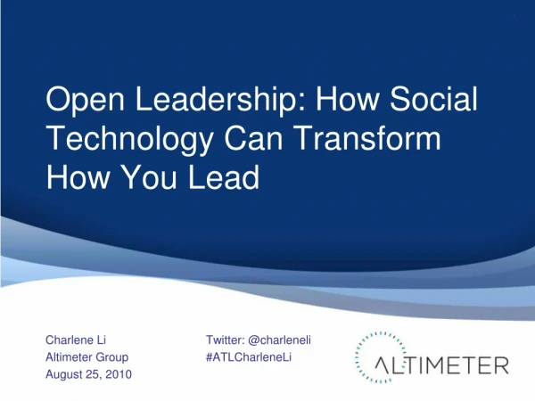 Atlanta Social Media Club presentation on "Open Leadership"