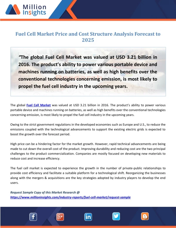 Fuel Cell Market Size & Forecast Report, 2014 - 2025