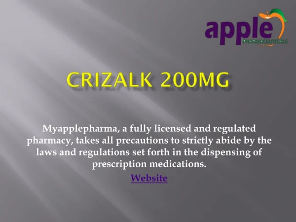 Crizalk 200mg capsule - Myapplepharma