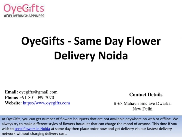 OyeGifts - Same Day Flower Delivery Noida