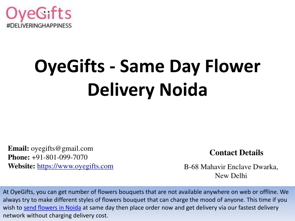 oyegifts same day flower delivery noida