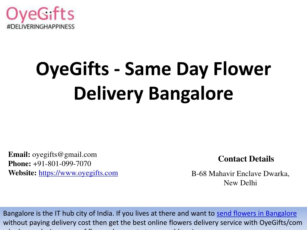 oyegifts same day flower delivery bangalore