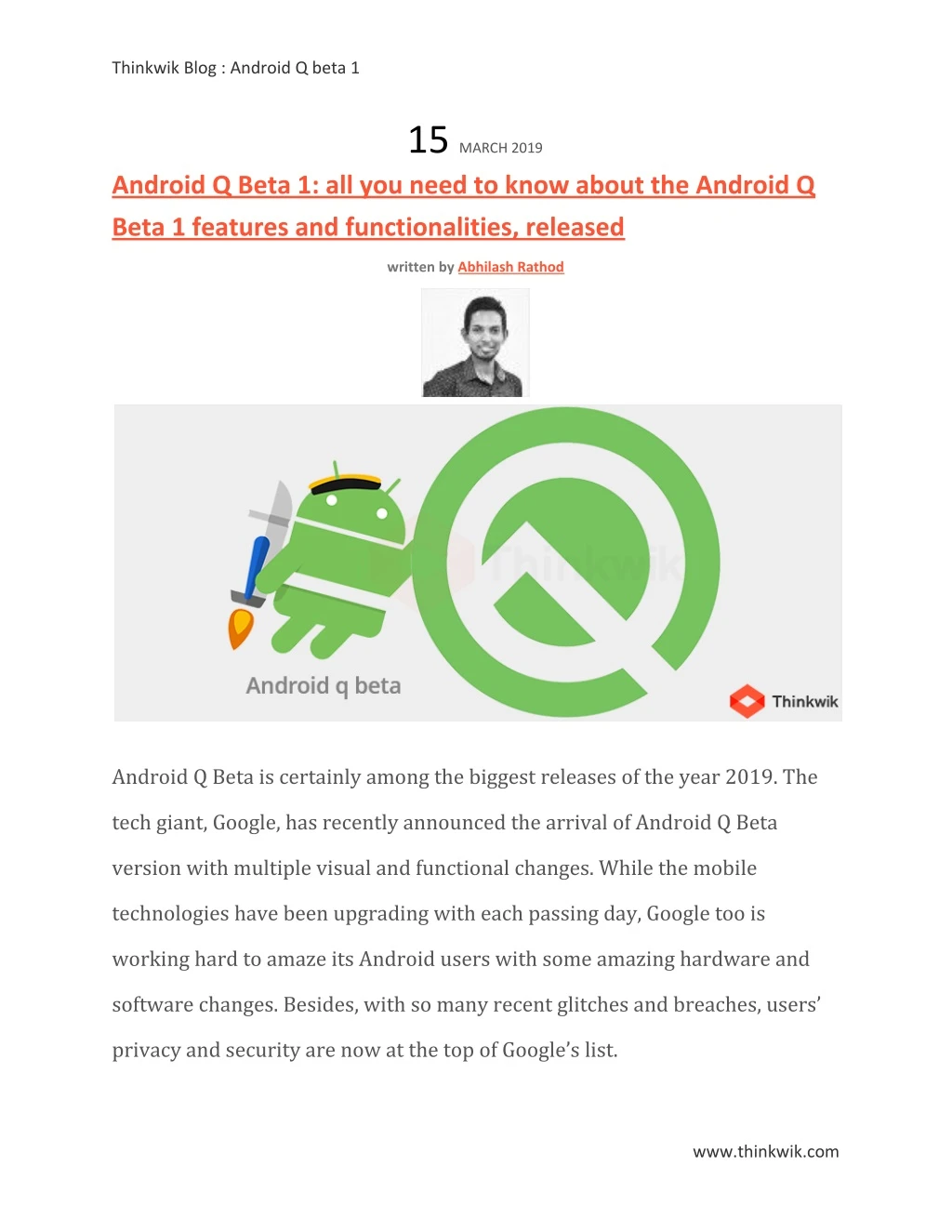 thinkwik blog android q beta 1