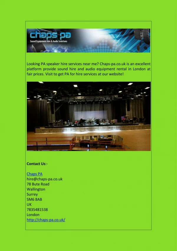 Sound Hire and Audio Equipment Rental in London
