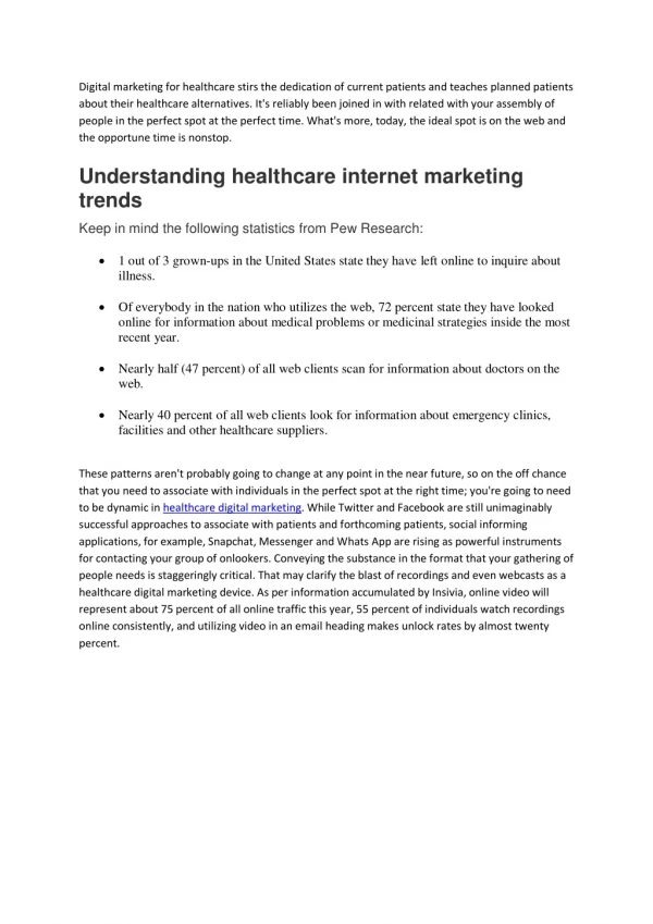 Benefits of Digital Marketing in Healthcare