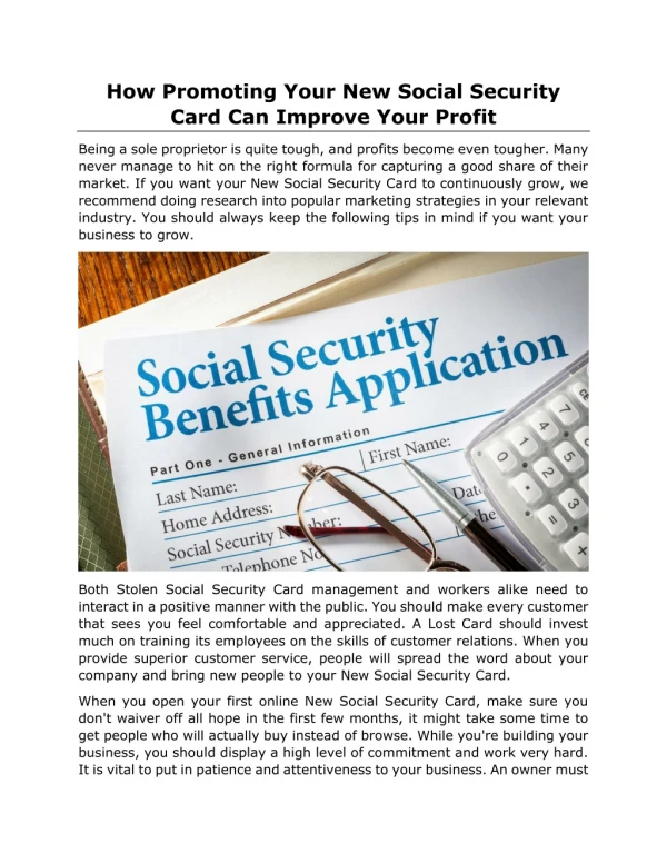 How Promoting Your New Social Security Card Can Improve Your Profit