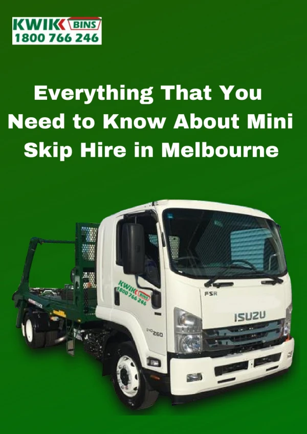Everything That You Need to Know About Mini Skip Hire in Melbourne