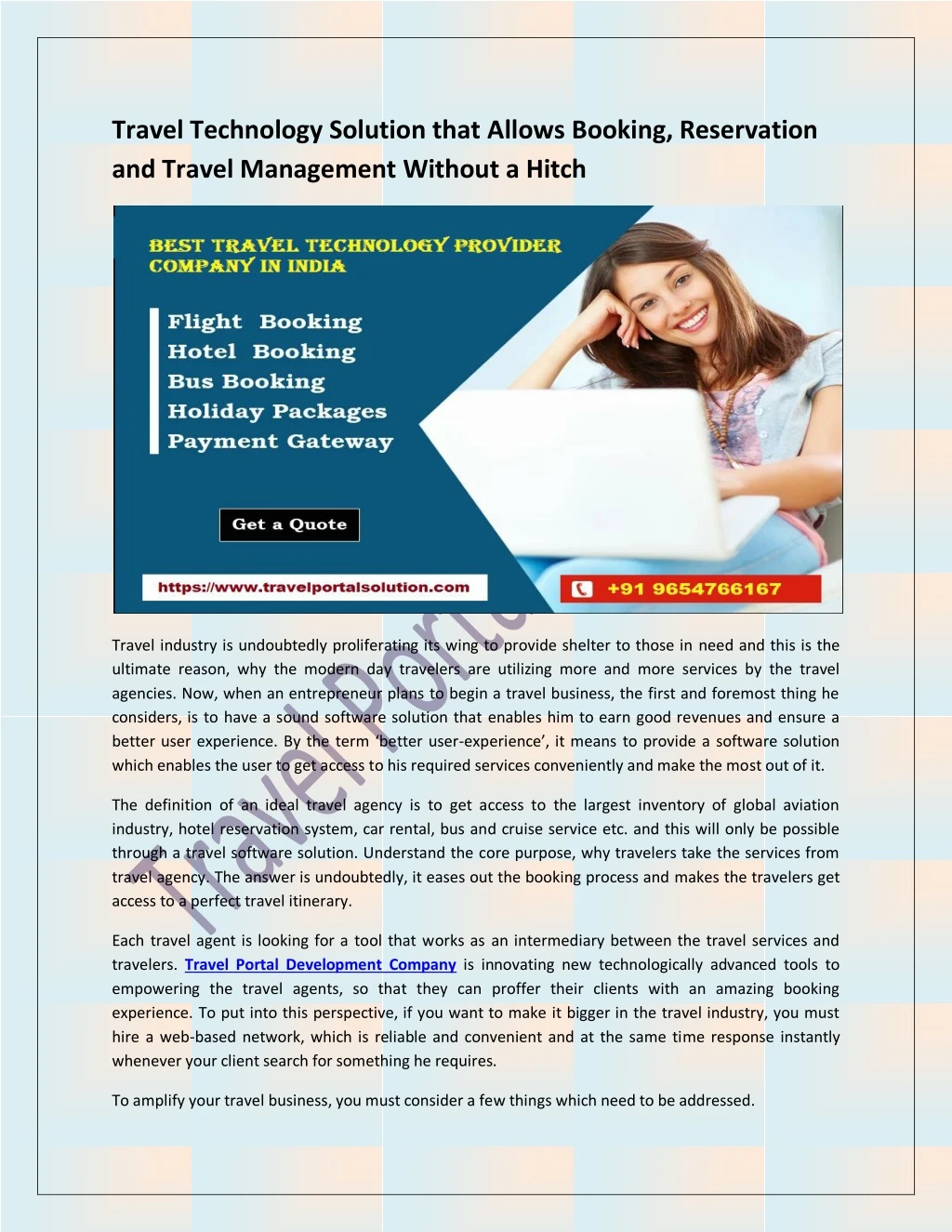 travel technology solution that allows booking