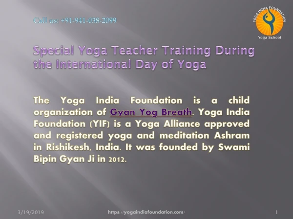 Special Yoga Teacher Training During the International Day of Yoga