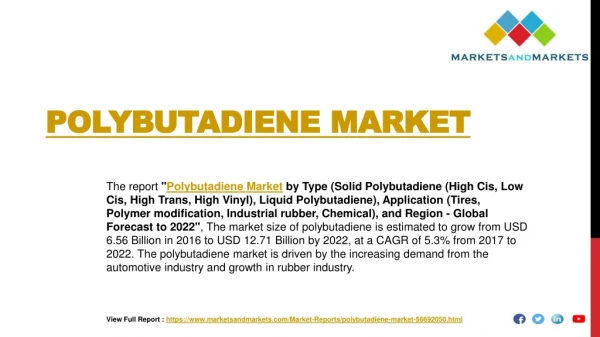 Polybutadiene Market worth 12.71 Billion USD by 2022