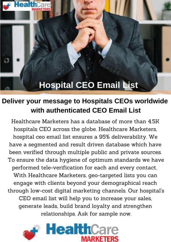 Verified Hospital CEO Email lists