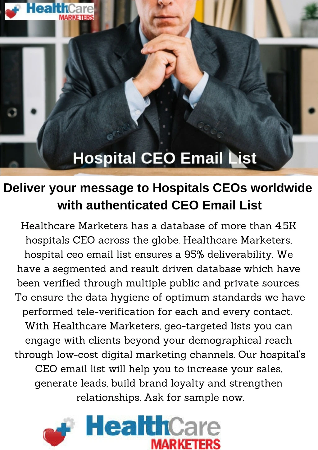 deliver your message to hospitals ceos worldwide