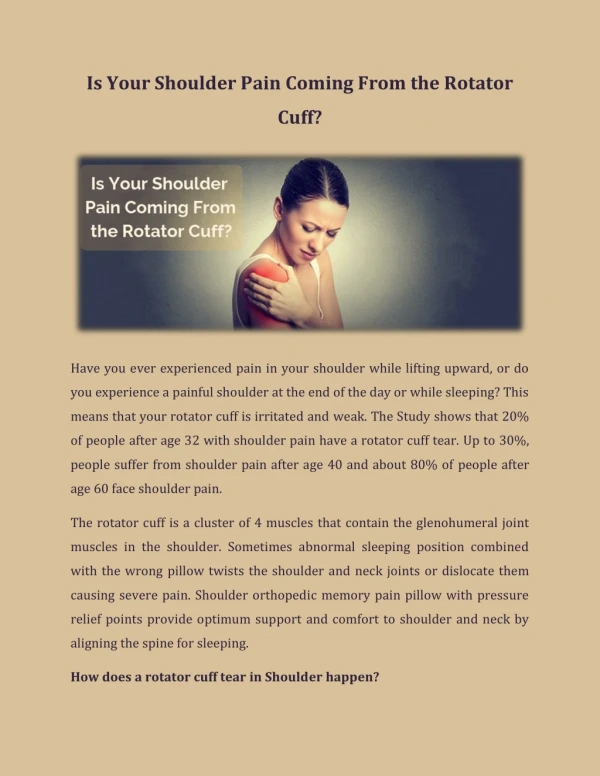 is your shoulder pain coming from the rotator