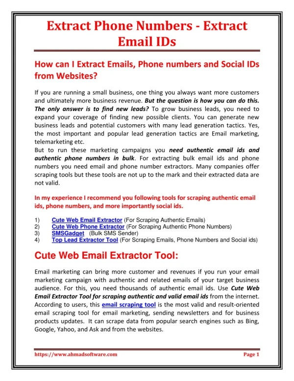 Extract Phone Numbers - Extract Email IDs