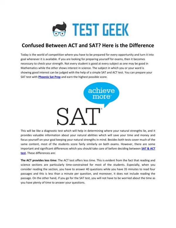 Confused Between ACT and SAT? Here is the Difference