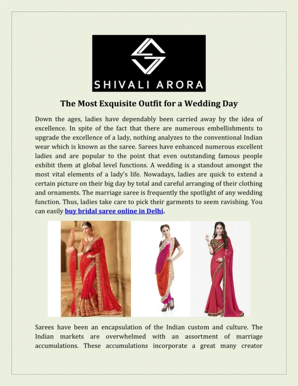 Buy Bridal Saree Online Delhi