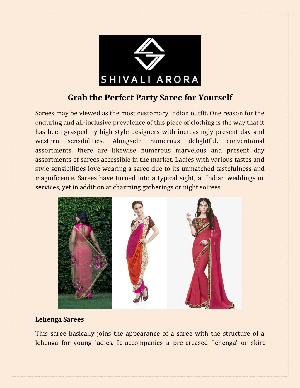 grab the perfect party saree for yourself