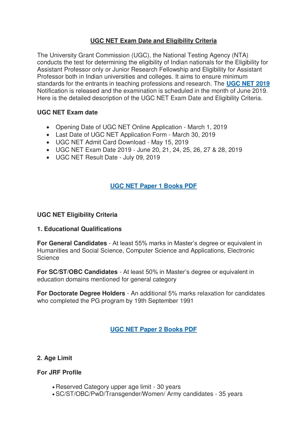 ugc net exam date and eligibility criteria