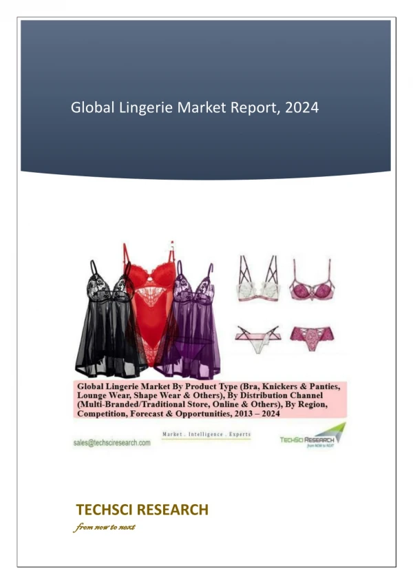 Global Lingerie Market By Product Type, By Distribution Channel, By Region, Competition, Forecast & Opportunities, 2013