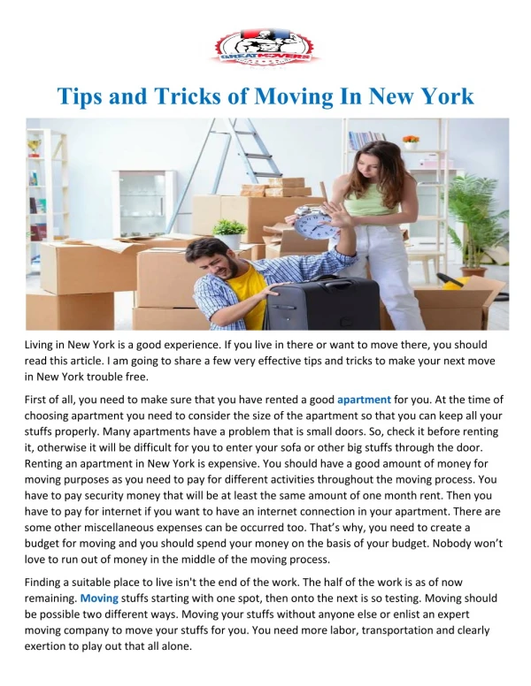 Tips and Tricks of Moving In New York
