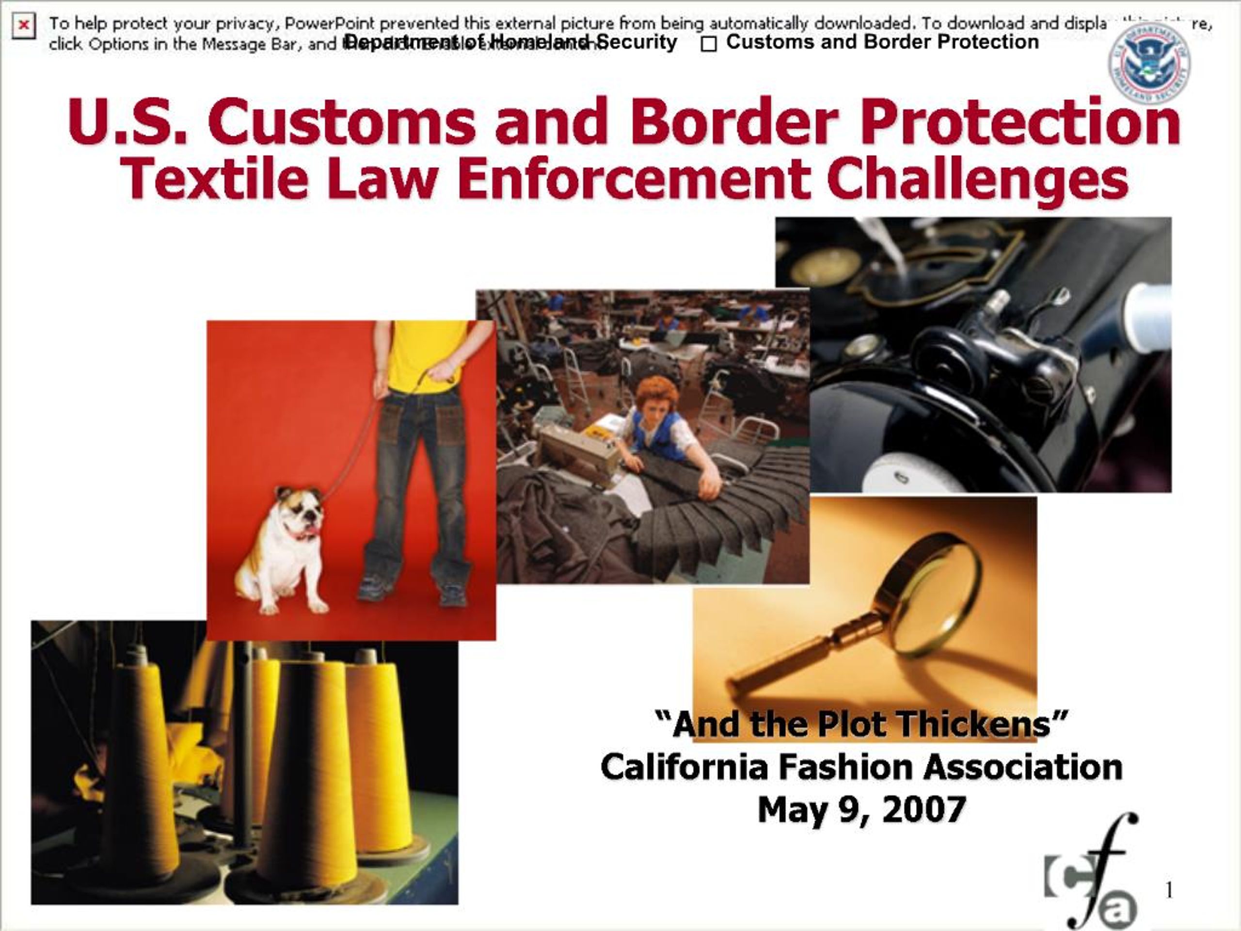 PPT - U.S. Customs and Border Protection Textile Law Enforcement ...