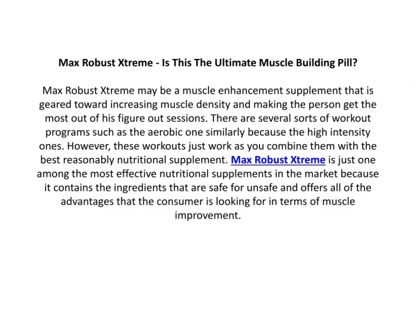 Max Robust Xtreme - Body Building Reviews! Does it Really Work?