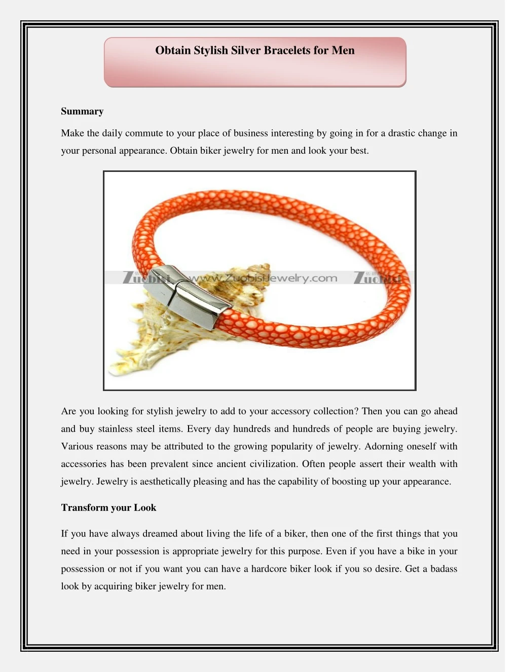 obtain stylish silver bracelets for men