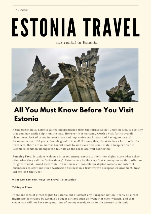 addCar: All You Must Know Before You Visit Estonia!