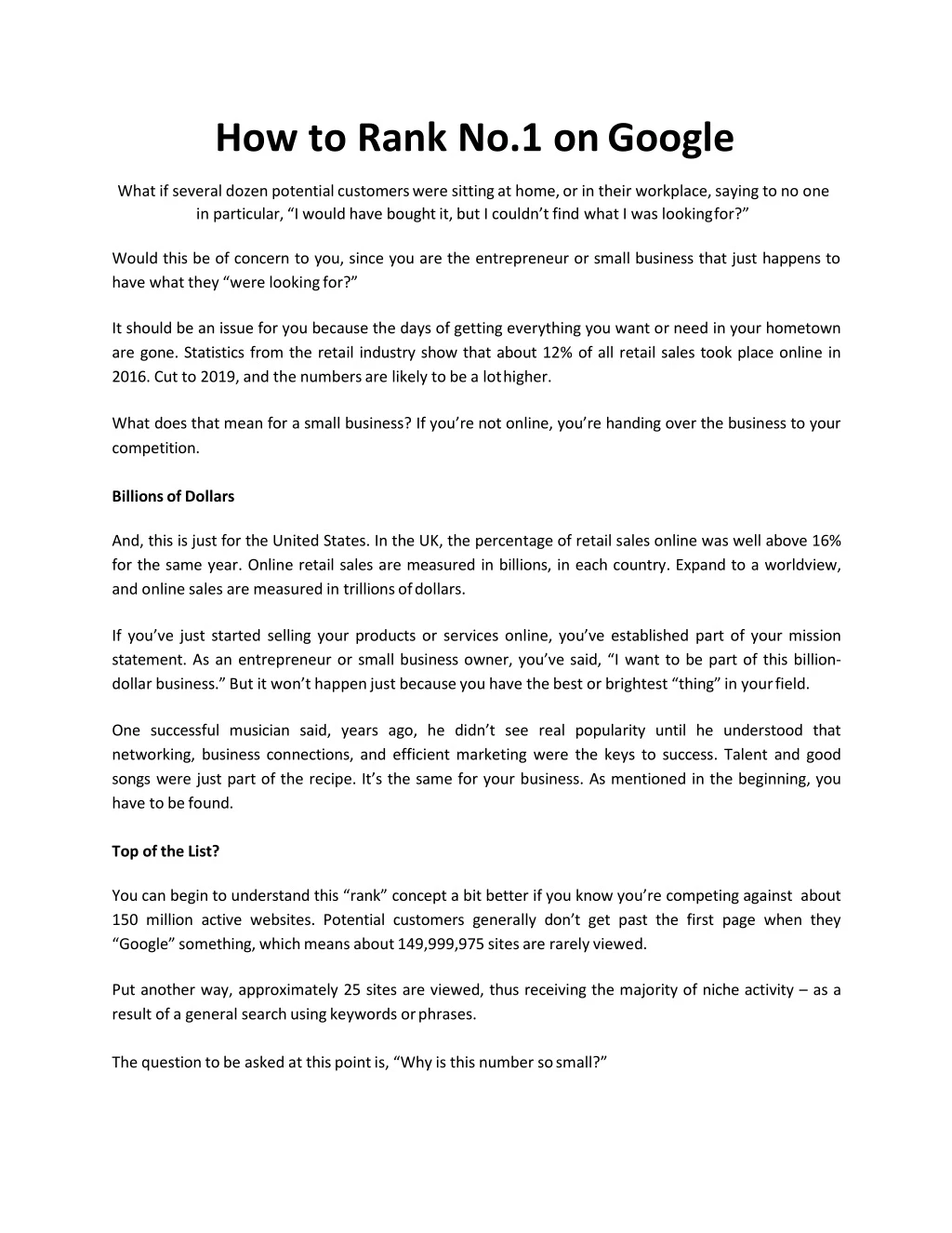 how to rank no 1 on google