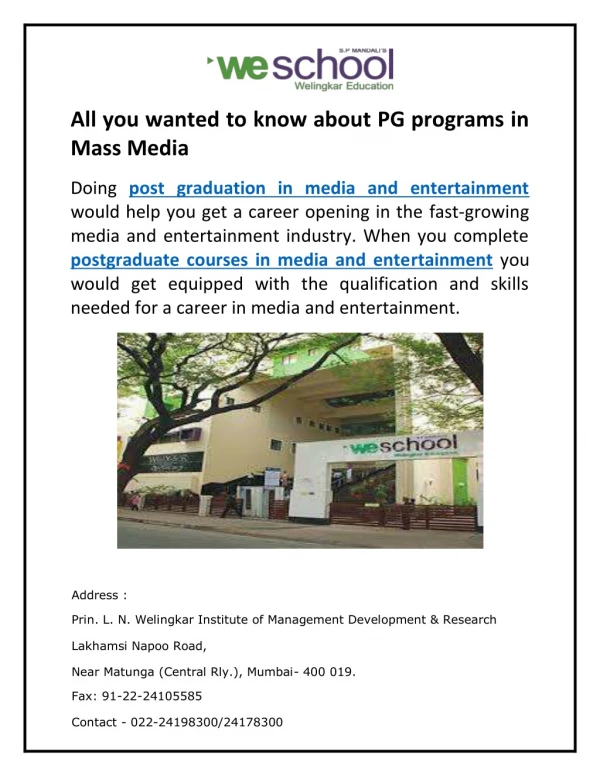 All you wanted to know about PG programs in Mass Media