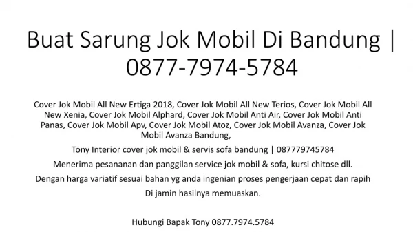 Buat Sarung Jok Mobil Di Bandung | 0877-7974-5784