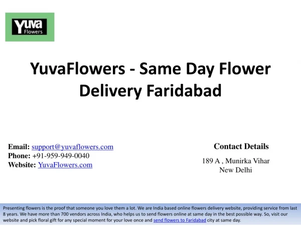 YuvaFlowers - Same Day Flower Delivery Faridabad