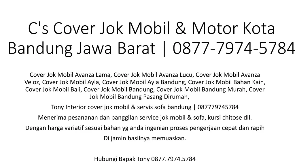 c s cover jok mobil motor kota bandung jawa barat 0877 7974 5784