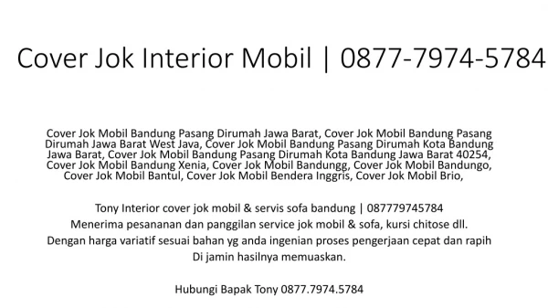 Cover Jok Interior Mobil | 0877-7974-5784