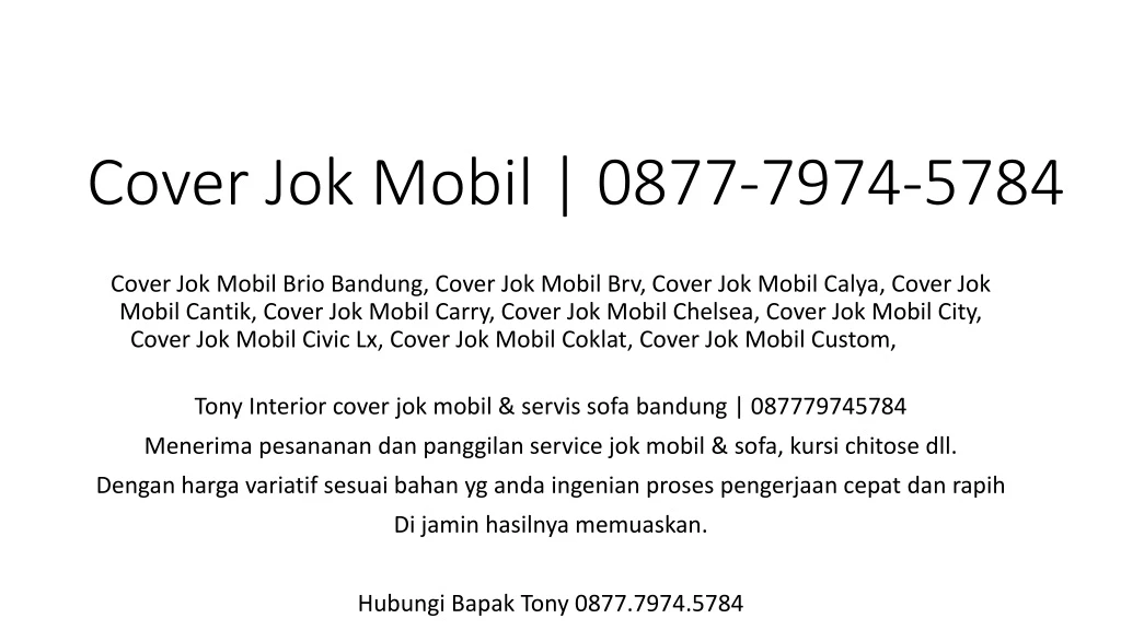 cover jok mobil 0877 7974 5784