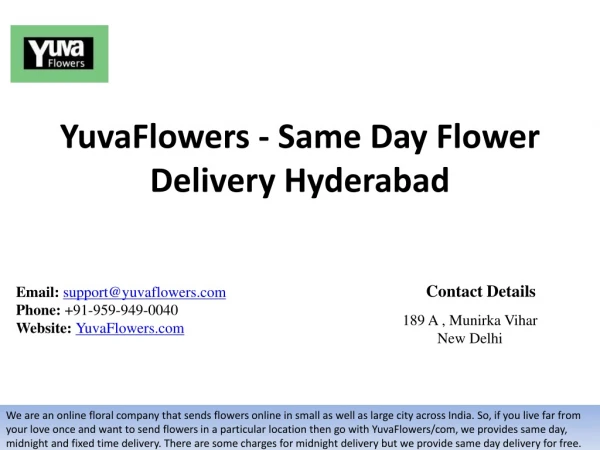 YuvaFlowers - Same Day Flower Delivery Hyderabad