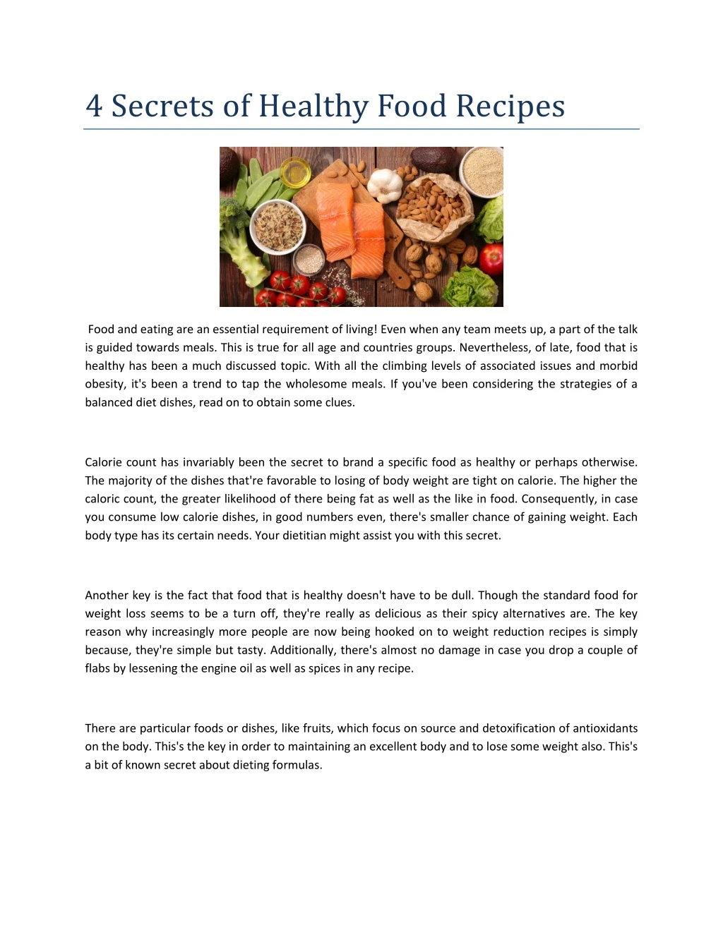 4 secrets of healthy food recipes