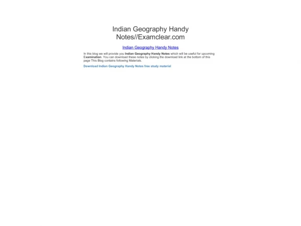 Indian Geography Handy Notes//Examclear.com