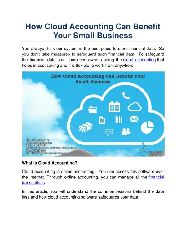How Cloud Accounting Can Benefit Your Small Business
