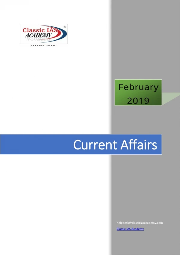 Latest GK and Current Affairs for February 2019