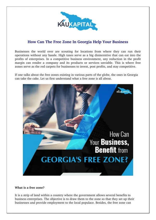 How Can The Free Zone In Georgia Help Your Business