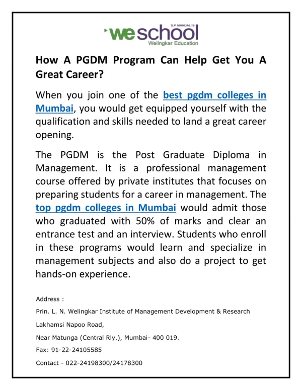 How A PGDM Program Can Help Get You A Great Career?