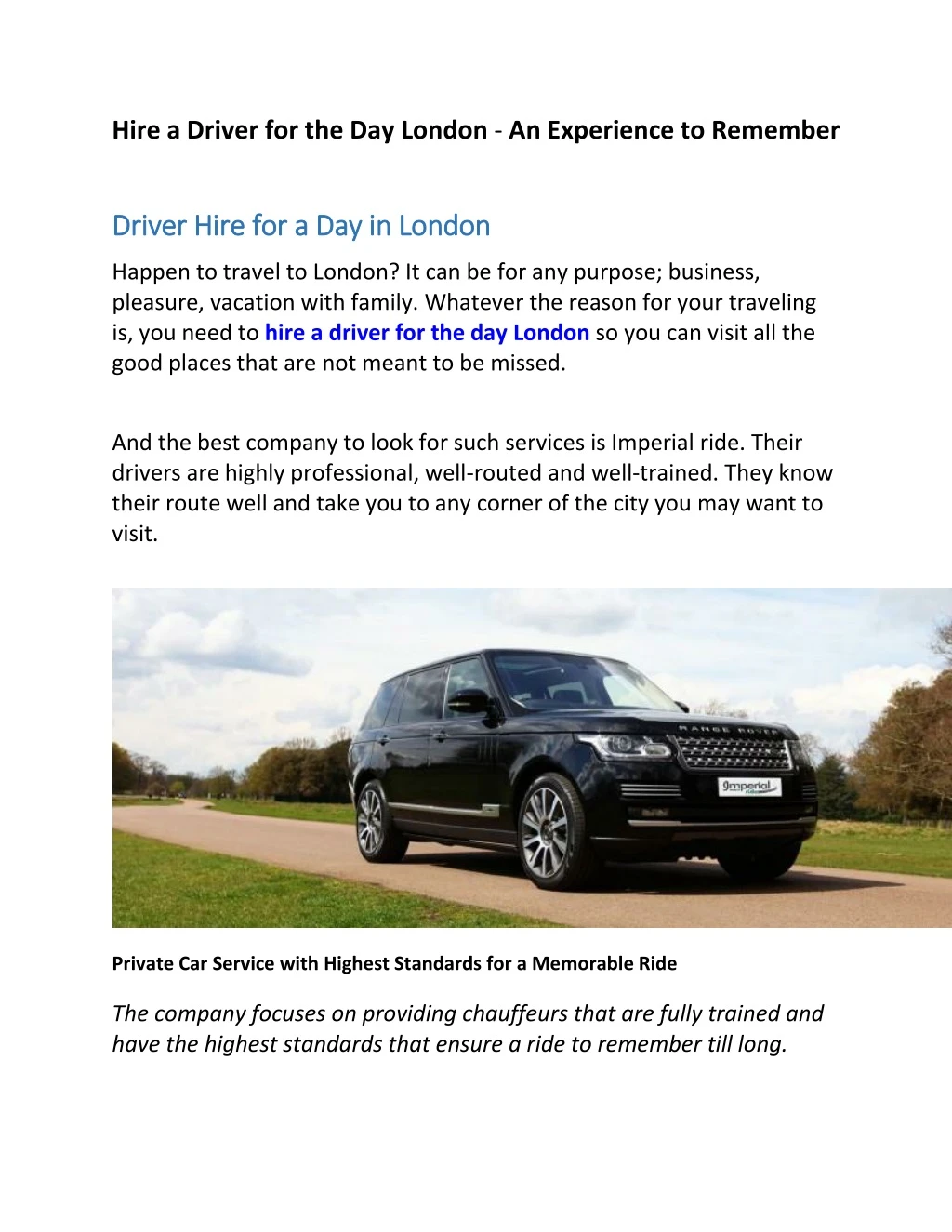 hire a driver for the day london an experience