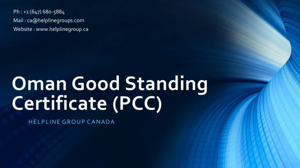 Oman Good Standing Certificate (PCC) From Canada