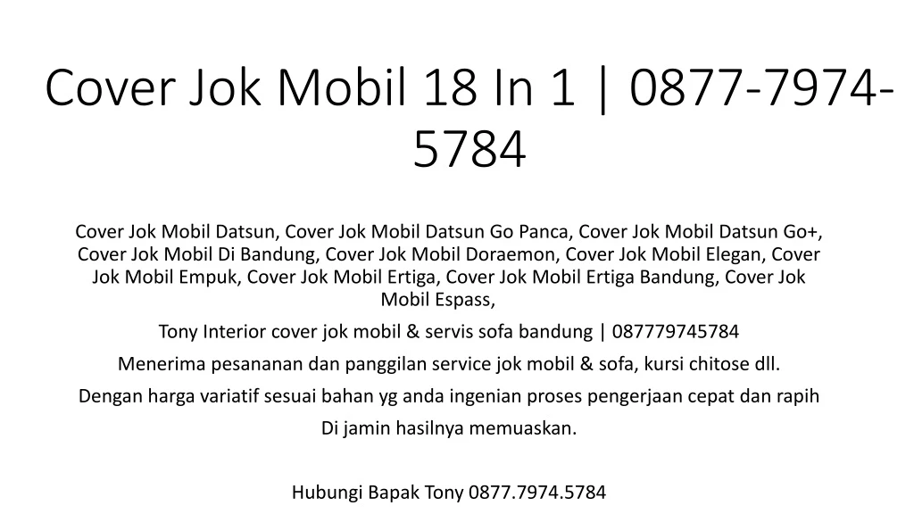 cover jok mobil 18 in 1 0877 7974 5784