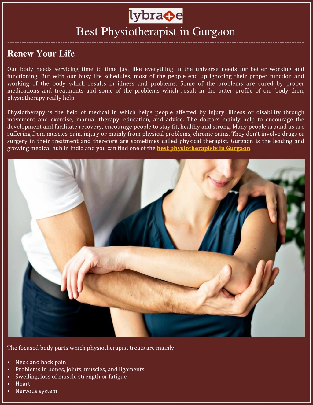 best physiotherapist in gurgaon renew your life