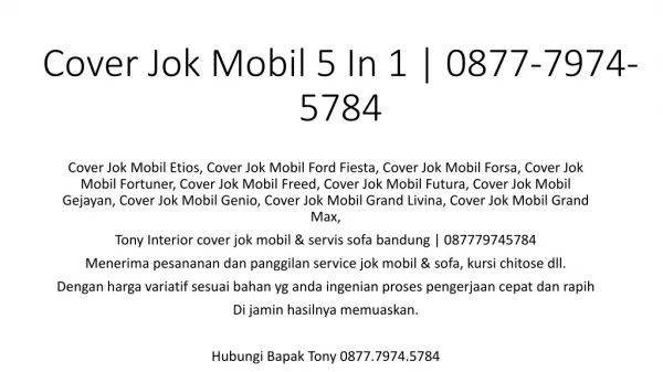 Cover Jok Mobil 5 In 1 | 0877-7974-5784