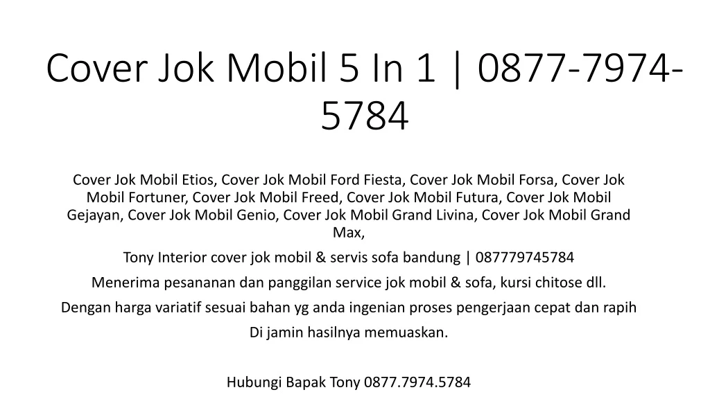 cover jok mobil 5 in 1 0877 7974 5784