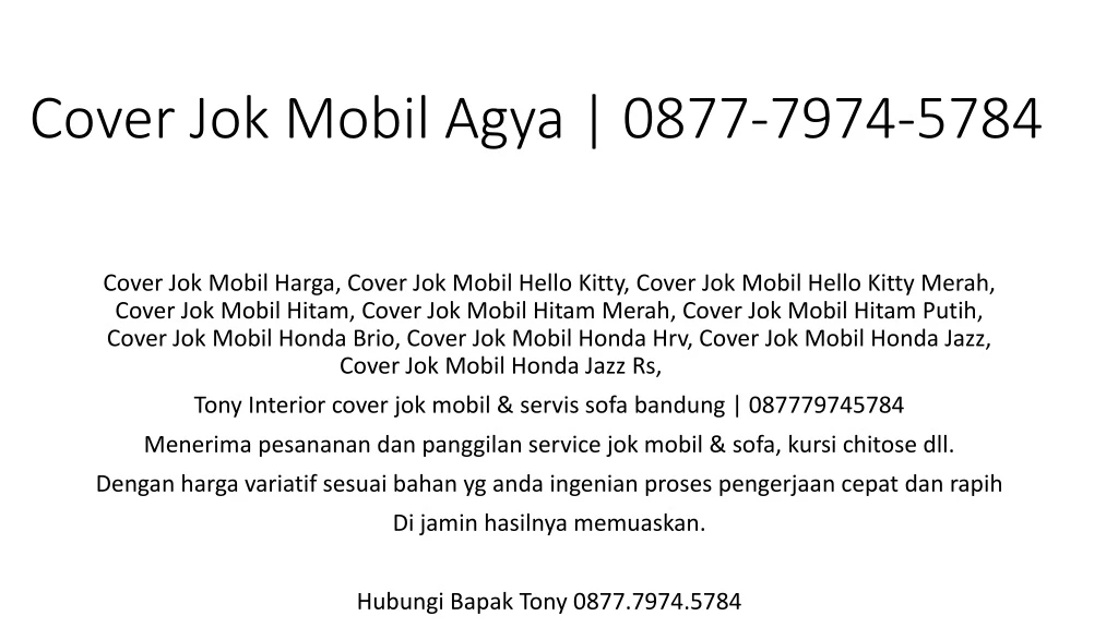 cover jok mobil agya 0877 7974 5784
