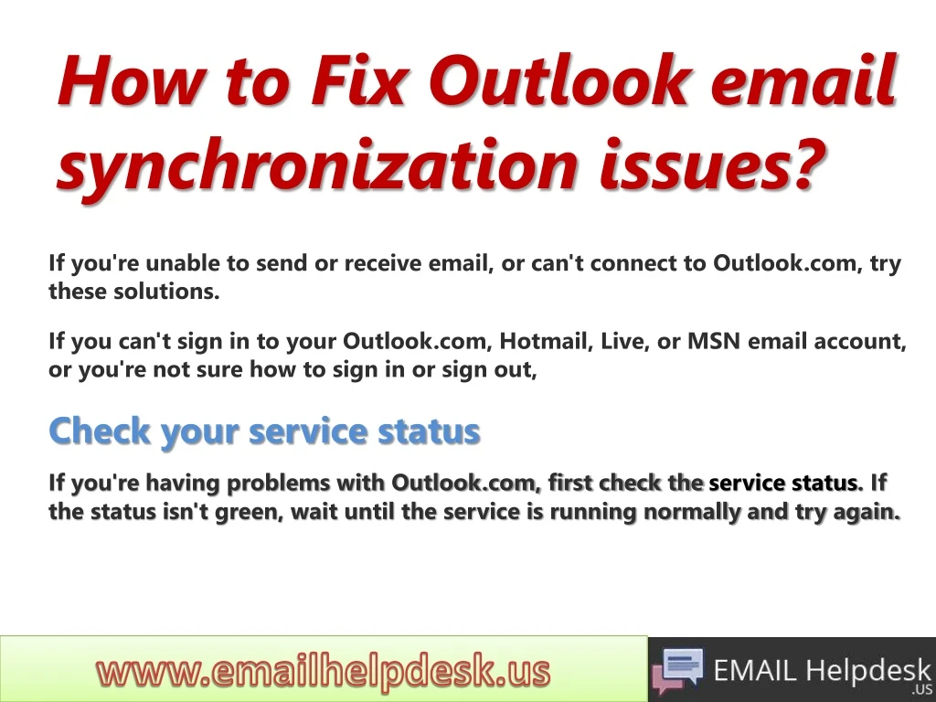how to fix outlook email synchronization issues